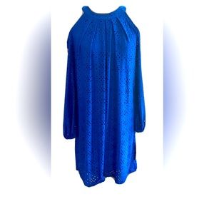 London Times Beautiful blue cold shoulder swing dress size 12